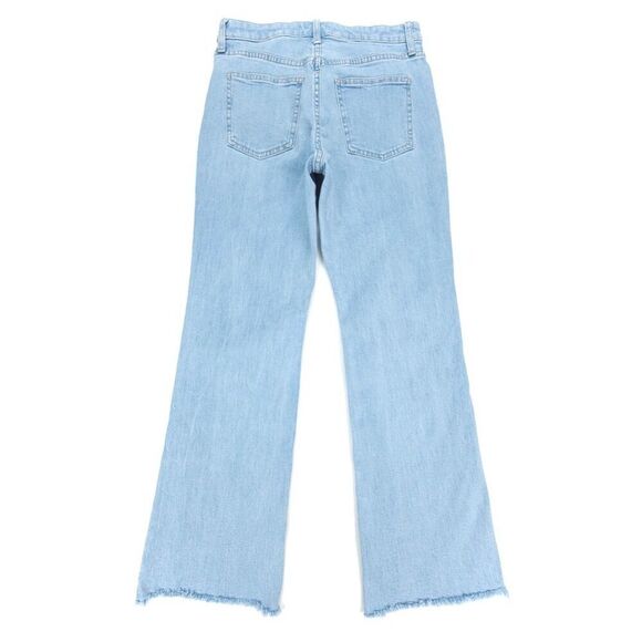 UNIQLO Raw Hem High Rise Skinny Fit Flared Ankle Crop Jeans Women 28 Light Denim - Picture 5 of 7